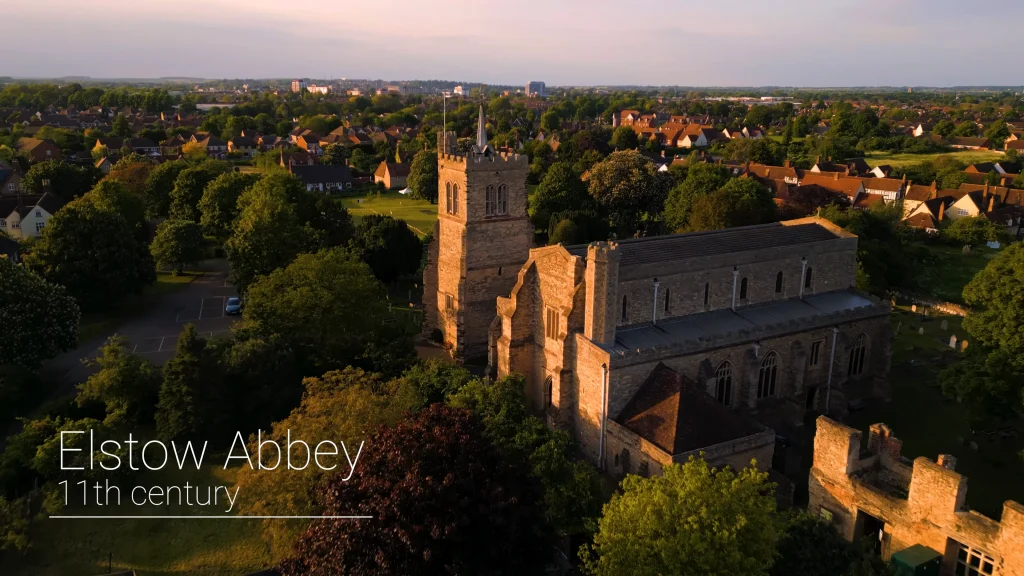 Moot Hall and Elstow Abbey - The Abbey from above